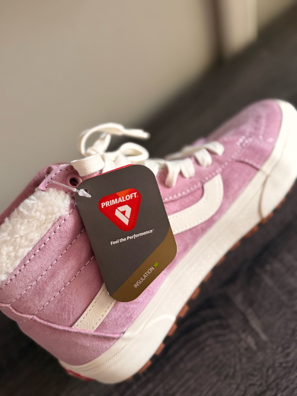 Vans Pink Suede High-Top Sneakers with Cream Stripe